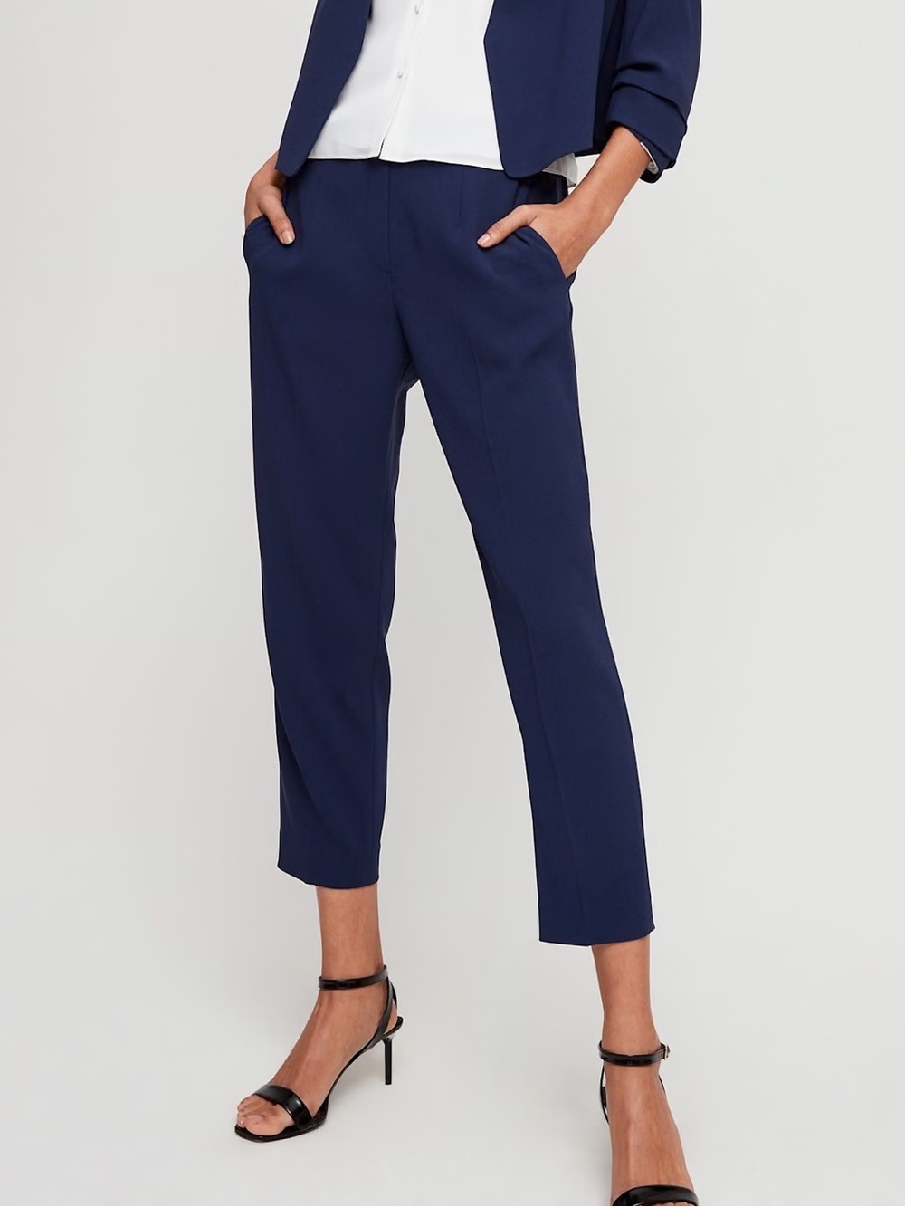 Aritzia Babaton Conan Pant Linen Blend Classic Navy Blue 0 Workwear Business